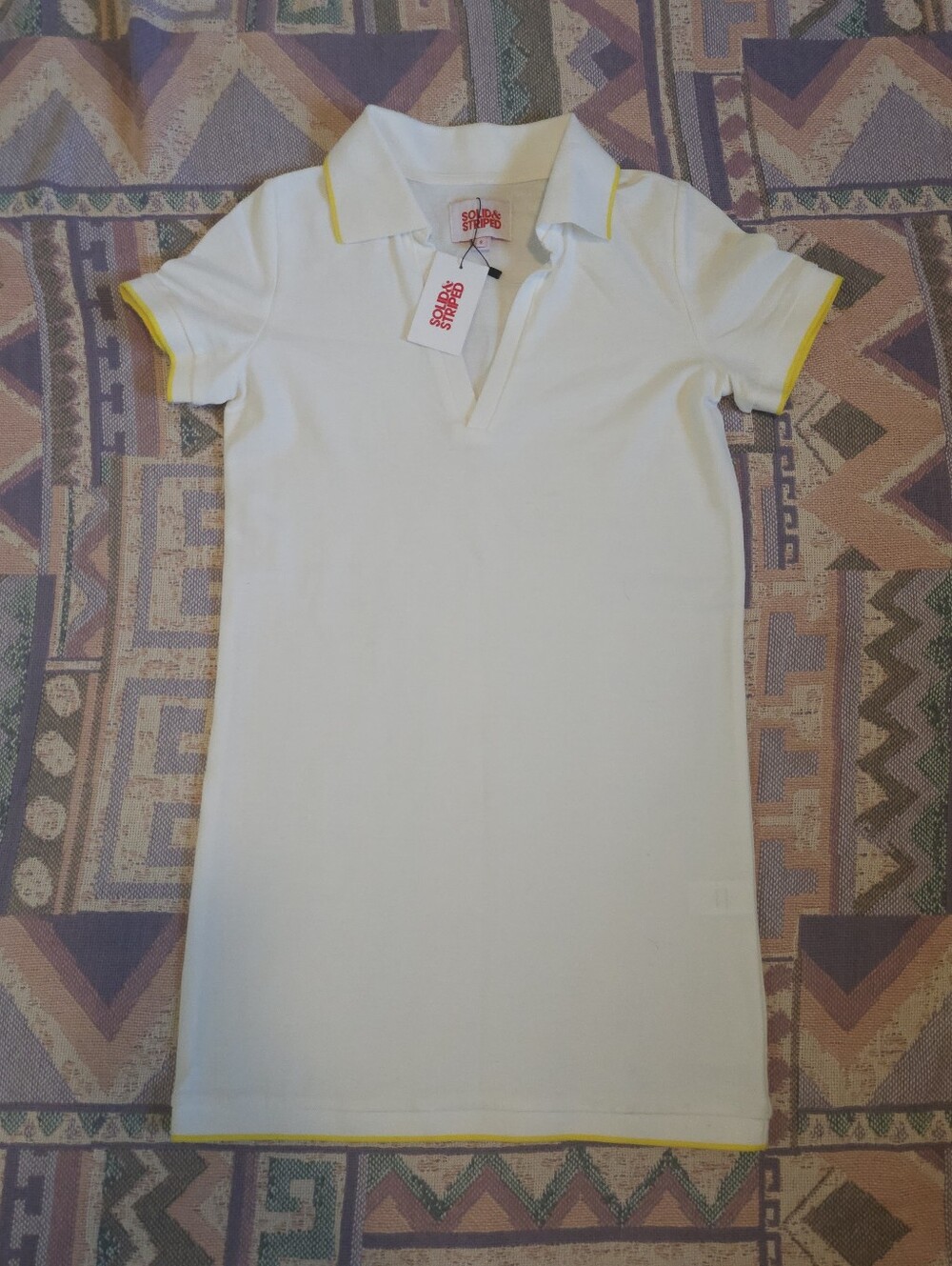 NWT Solid & Striped Farrah Mini Dress Marshmallow and Yellow Size Small